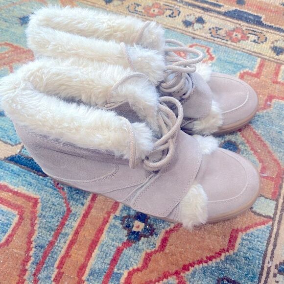 Zara TRF Faux Fur Wedge Booties Size 38 - Picture 6 of 6